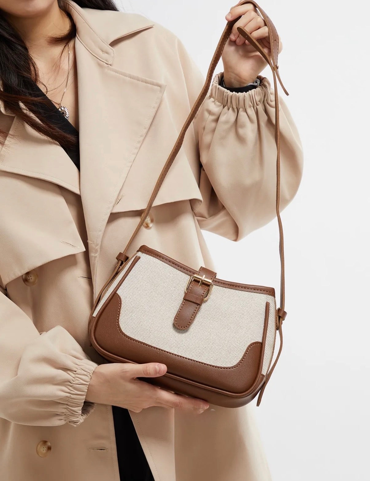Valerin Luxe Canvas Saddle Shoulder Bag