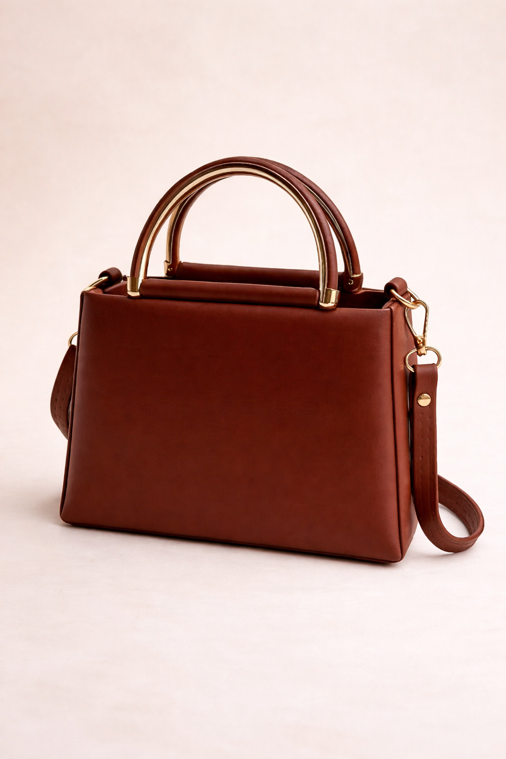 Elegant Dual Ring Top Handle Handbag