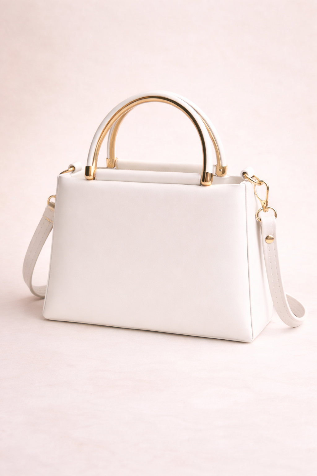 Elegant Dual Ring Top Handle Handbag