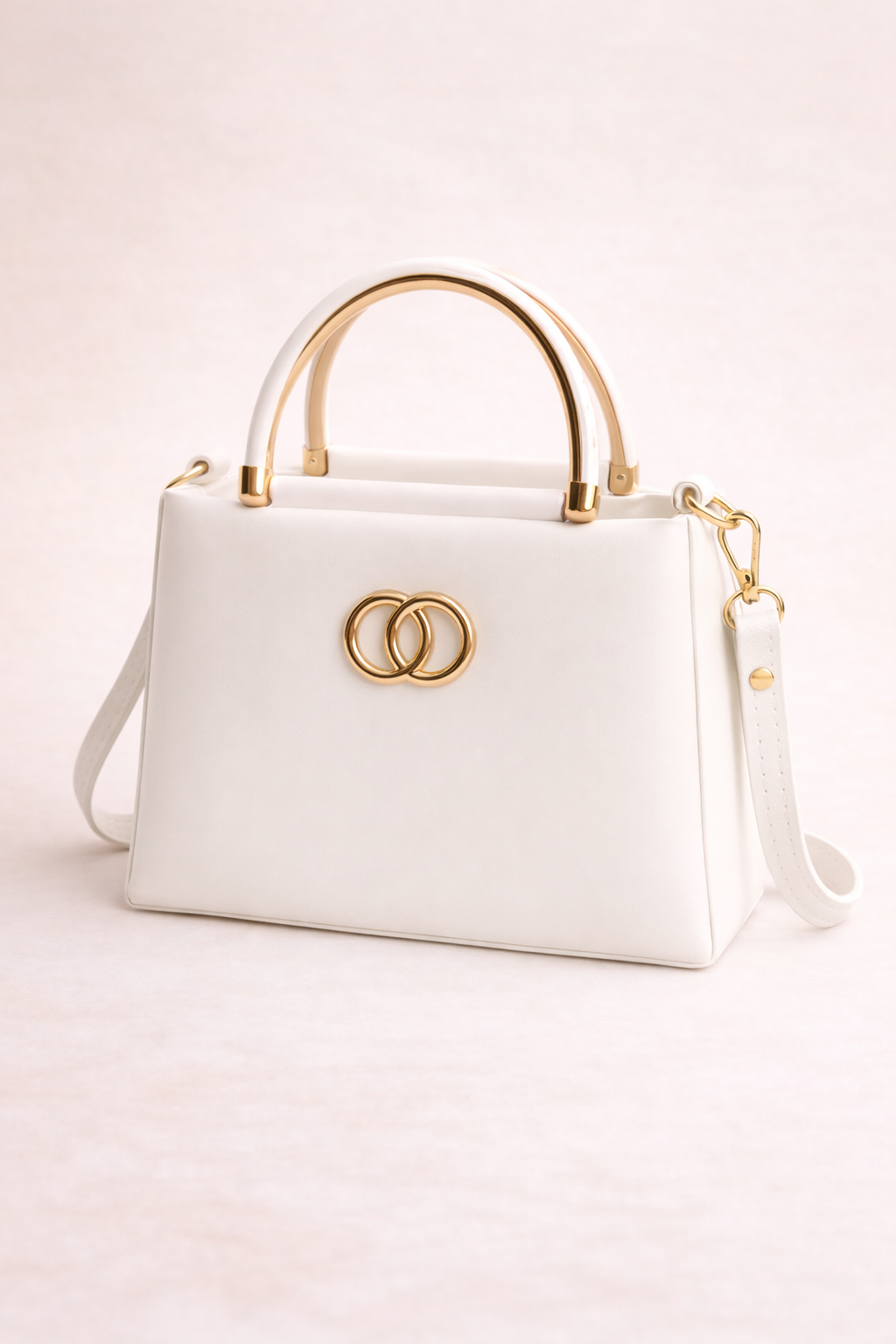 Elegant Dual Ring Top Handle Handbag