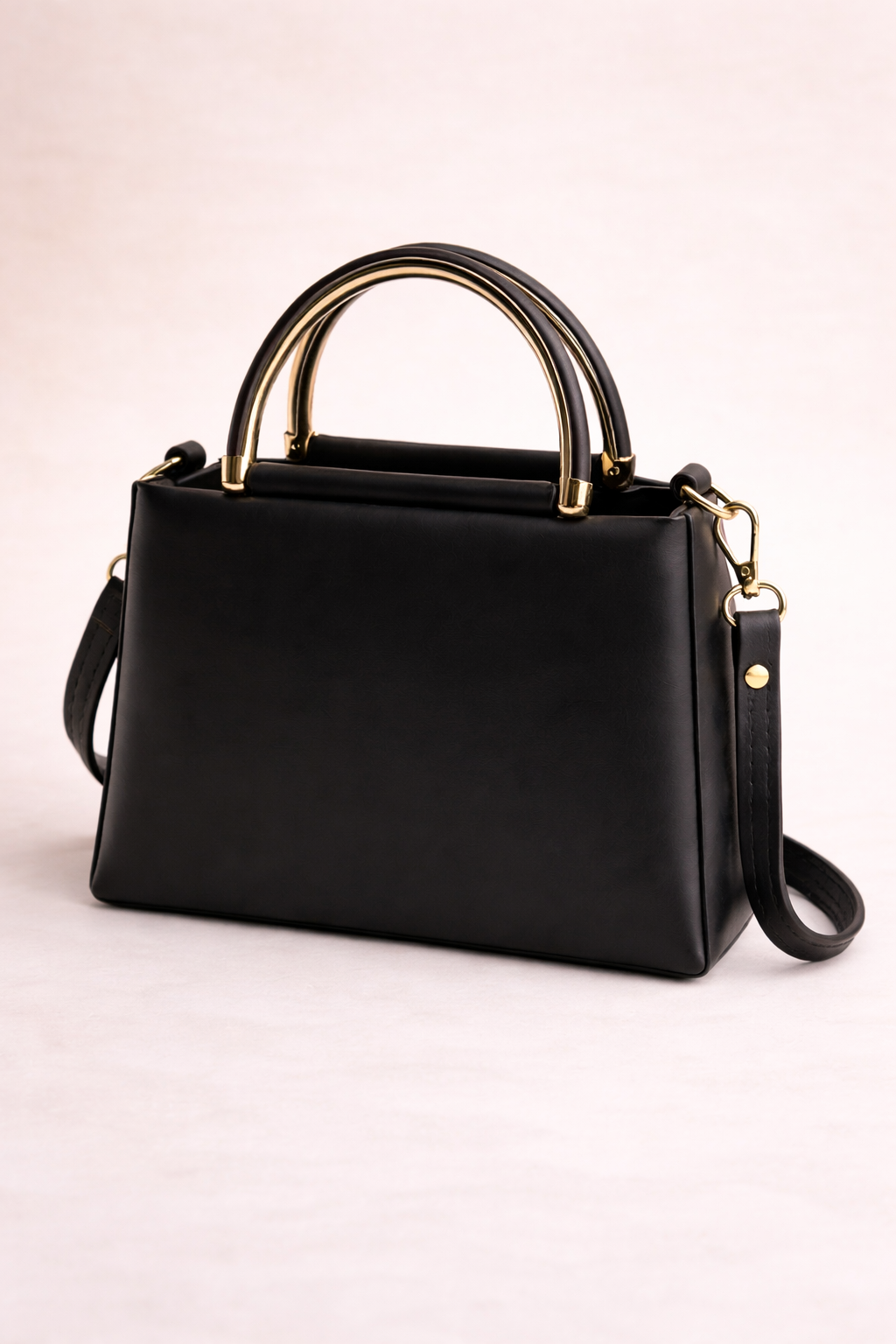 Elegant Dual Ring Top Handle Handbag