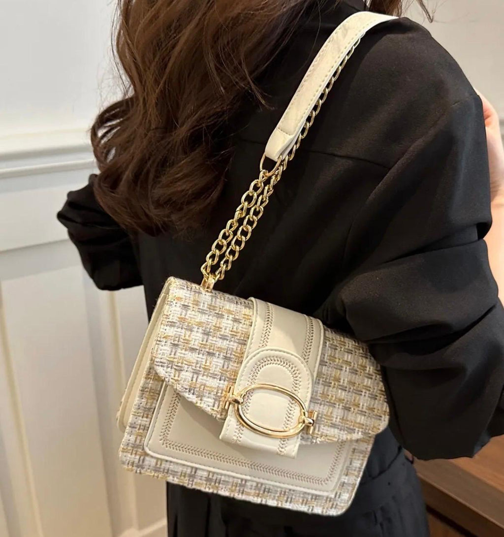 Tweed Chain Flap Bag