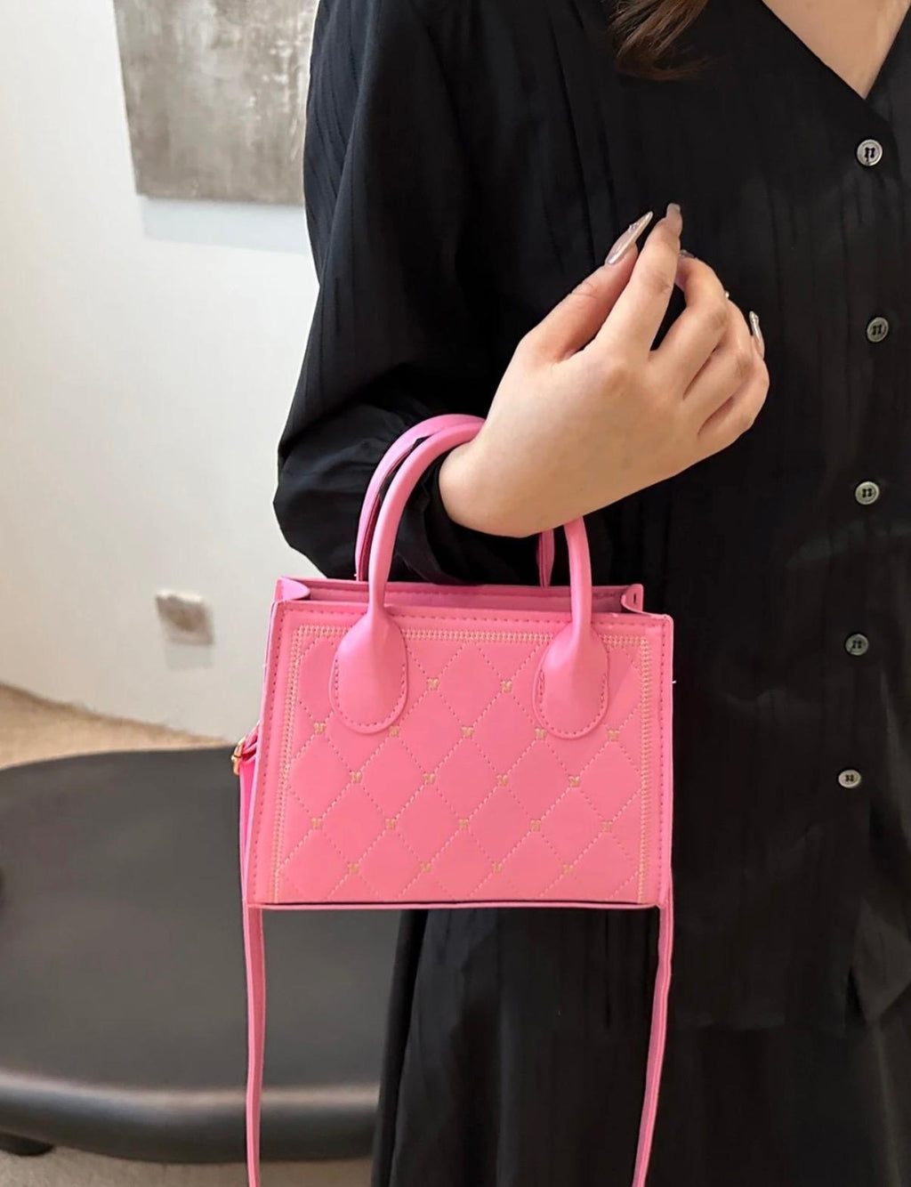 Pink Quilted Mini Tote