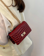 Red Croc Chain Shoulder Bag