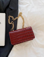 Red Croc Chain Shoulder Bag