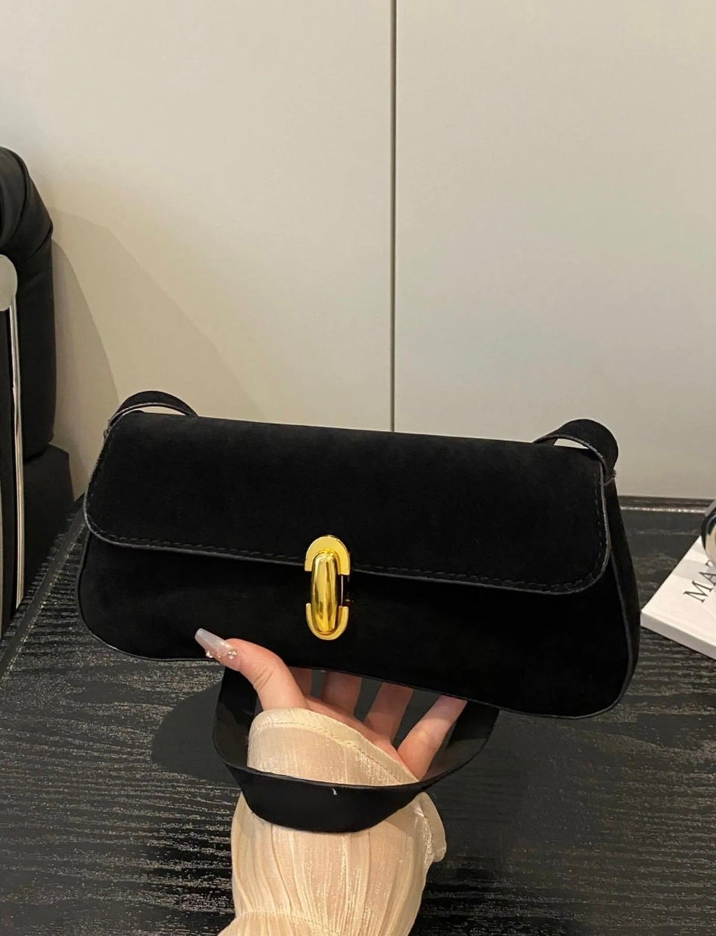 Noir Gold Clasp Bag
